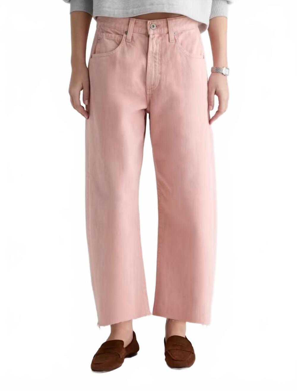 NEW AG JEANS hattie crop high-rise barrel jeans in sulfur sparkling rose